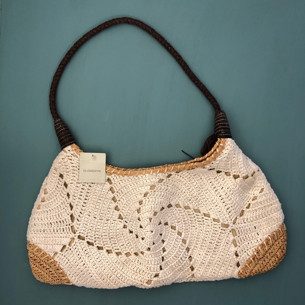 Liz Claiborne white crocheted purse NWT